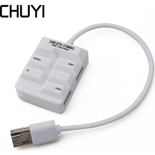 CHUYI OTG COMBO 2.0 USB Type-C HUB USB-C To 2 Port USB With SD/TF Card Reader Type C Micro USB OTG Splitter Adapter For Laptop