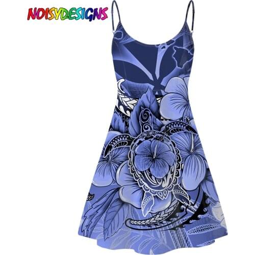 NOISYDESIGNS Womens Dresses Hibiscus Polynesian Tribal Printed Dress Sleeveless Beach V Neck Elegant Dresses For Women Holiday
