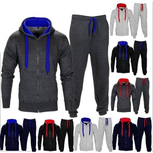 2PCS Hooded Winter Tracksuits Men Set Warm Vest Hoodies Pants Suit Zipper Sportswear Set Mens Jogger Hoodie Sporting Suits