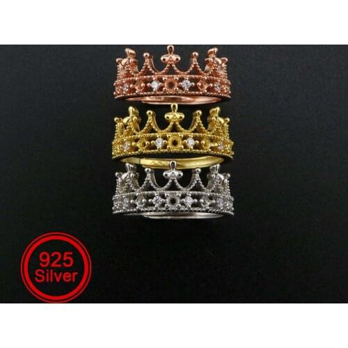 1Pcs 2MM Crown Round Prong Ring Settings Rose Gold Plated Solid 925 Sterling Silver Filigree Bezel Tray for Gemstone 1210072