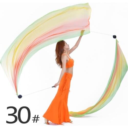 1pc Popular Multi-color Belly Dancing Imitation Silk Veil Poi Streamer 200x70cm 31 colors free shipping