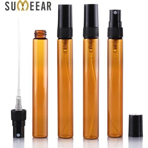 100 Pieces/Lot 10ML Empty Spray Bottle Amber Essential oil Bottles Refillable Perfume Bottle Atomizer Cosmetic Container Travel