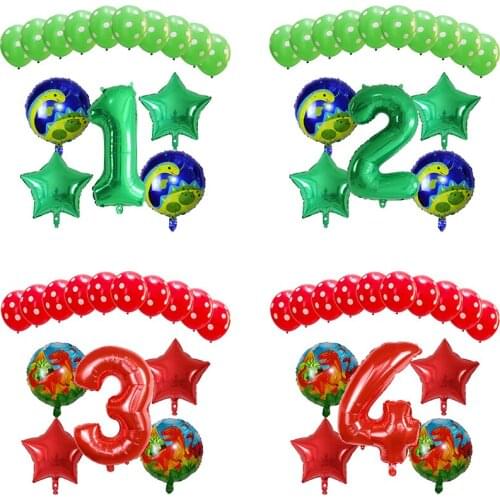 15pcs Tyrannosaurus Raptors Triceratops Jurassic Animal Dinosaur 30inch Number Balloons Boy Birthday Theme Party Decoration Baby