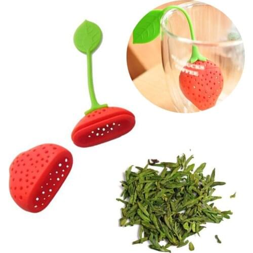 2PCS Tea Strainer Non-toxic Strawberry Shape Silicone Tea Infuser Tea Bag Teapot Accessory Kitchen Supplies