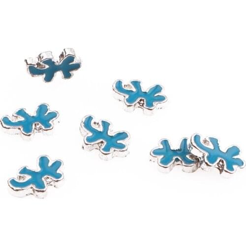 20Pcs/Lot Enamel Cute Animal Gecko Floating Charms Making Animal Floating Locket Necklaces Pendant Jewelry