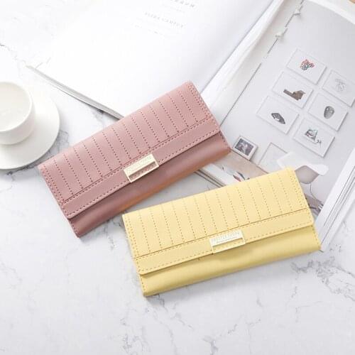 2021 Leather Women Wallets Hasp Lady Money bags Zipper Coin Purse Female Envelope Wallet Money Card Holder Bags Purses Pocket