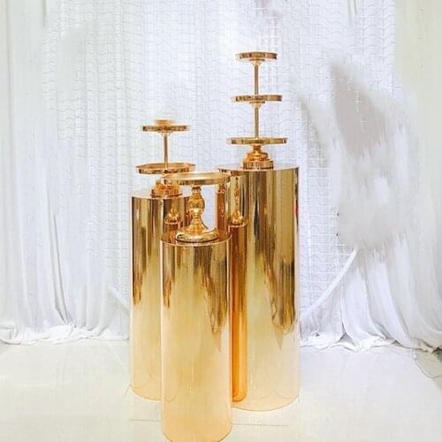 3pcs/set)hot selling Factory Wholesale Round Gold Mirror Crystal Wedding Cake Stand For Wedding sunyu2584