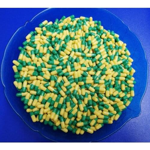 4# 5,000pcs!green-yellow colored capsules,empty gelatin capsules sizes 4(joined capsules and seperated capsules available)