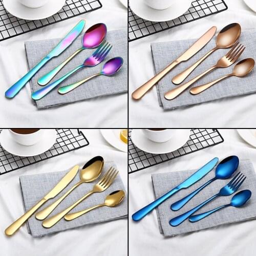 4pcs/set Kitchen Cutlery Set Silver Cutlery Set Stainless Steel Luxury Dinnerware Fork Spoon Knife Western Dinner Set Gold Black