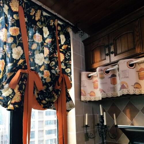American Country Retro Flower Kitchen Window Curtain Bedroom Curtains Curtains For Living Room Curtain Curtains For The Room