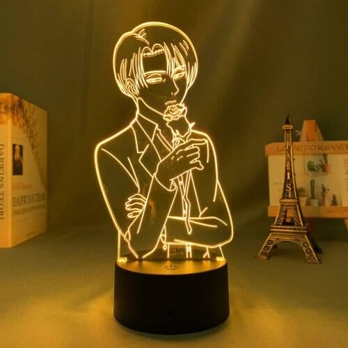 Anime Action Figure Led Night Light Manga Attack on Titan Levi Ackerman Rose for Kid Bedroom Decor Lamp Kawaii Room Decor Light