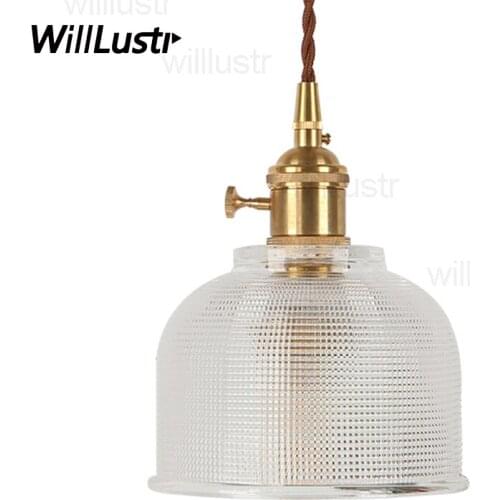 Art Deco latticed glass pendant light Nordic vintage copper glass pendant lamp dinning room home hotel restaurant Japan lighting