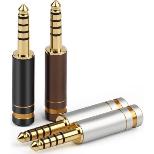 4.4mm Audio Jack Copper Gold Plated 5 Pole Headphone Plug 4.4mm balanced Connector Minijack Soldering Adapter Hifi Earphone DIY