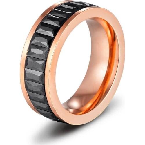 Bohemian Style Stainless Steel Black Zircon Size 6/7/8/9 Multi Choice For Male And Female 3 Color Classic Wedding Ring Gift