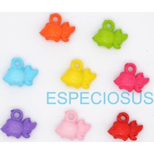 50pcs DIY Lovely Jewelry Making Accessory Cartoon Goldfish Acrylic Beads Mix Color Children Bracelet Department Plastic Pendant