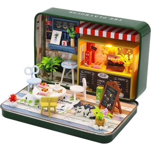 Diy DollHouse Wooden Miniature Furniture Iron Box Theater Doll House maison Model Building Kits casa Toys For Kids Xmas Gifts