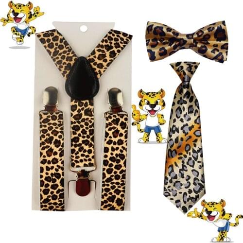 Hot Baby&kids Boys Leopard print Suspender Bowties Bow Ties Adjustable Y-Back Braces Party Wedding 1-8 Years HHtr0004a03