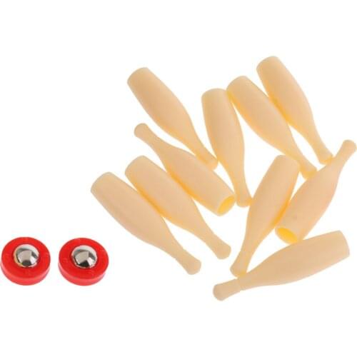 Kids Desktop Mini Bowling Game Set Include 10 Mini Bowling Pins and 2 Strike Balls