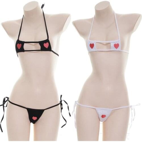 Women Sexy Bikini Heart Block Lace Up Bra Panties Briefs Erotic Underwear Set sexy panties and bra set erotic crotchless