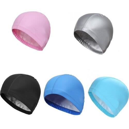Elastic Waterproof PU Protect Ears Long Hair Sports Swim Pool SPA Hat Swimming Cap for Men Women Adults