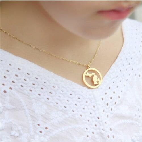 European and American fashion, with circles, Michigan, USA pendant necklace for mom and girlfriend gift