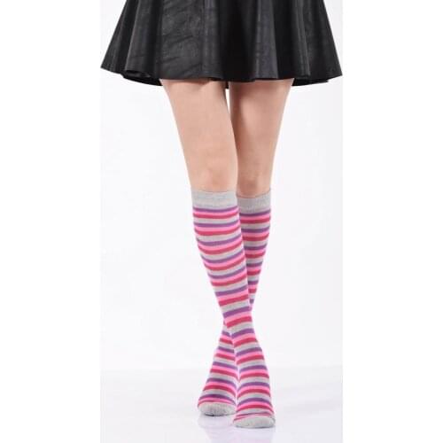 Idilfashion Women Metal Circles Below-Knee Stocking-Light Gray-B-ART013 (3'LÜ PACKAGE)