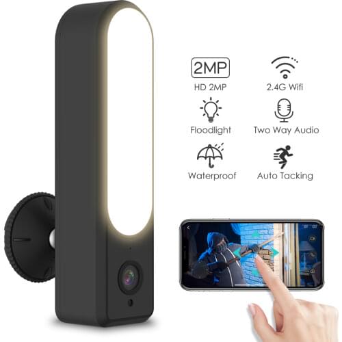 JZYZ Tuya Courtyard Floodlight Camera HD 1080P Outdoor Waterproof Wifi Camera LED Lamp Security Surveillance CCTV IP Camera