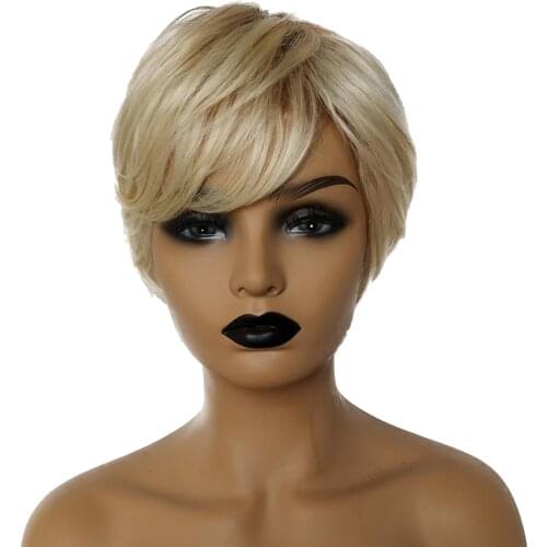 Human Hair Short Pixie Cut Hair Hairstyles Wigs For Black Women, Full Hairpieces Womens Fashion Wigs