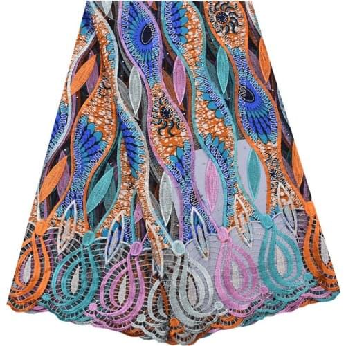 Kalume New Arrival African Guipure Cord Wax Lace Fabric French Net Nigerian Wax Cord Lace Fabrics Stoned For Party Dress F1779