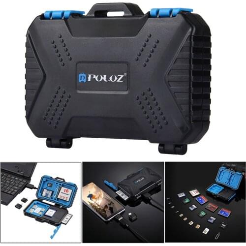 Card Reader+22 in 1 Waterproof Memory /SD Card Case Storage Box for 1Standard SIM+2Micro-SIM+2Nano-SIM+7SD+6TF+1CARD PIN