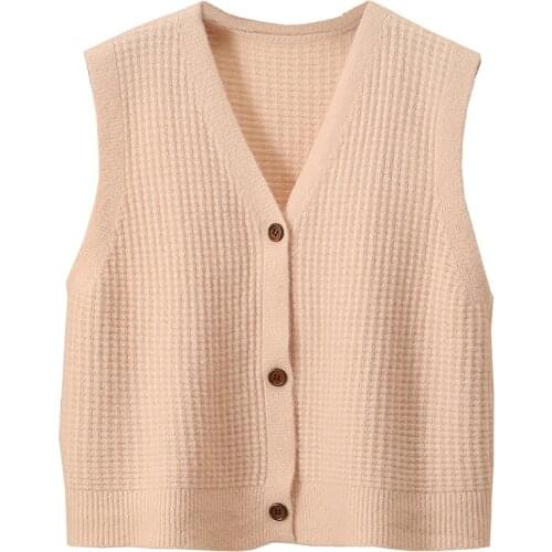 2021 Women College style cardigan Loose Knitted Vest Sweater Girls V Neck Sleeveless Vintage Sweater Female Waistcoat Chic Tops
