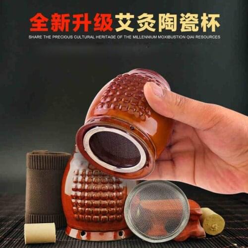 Vacuum Cupping Care Ceramic Moxibustion Pot Can Tin Moxa Cup Massage Warming Traditinal Treatment Therapy For Arm Leg Abdomen