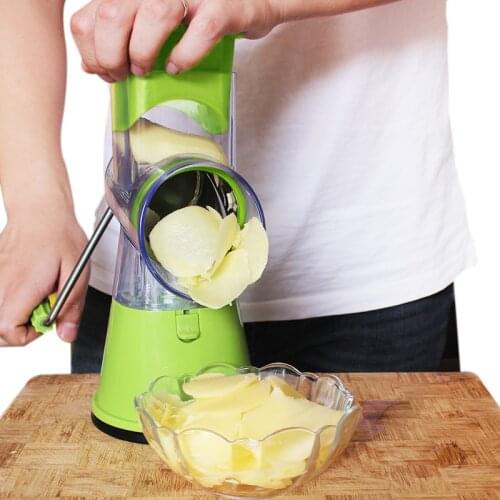Round Mandoline Slicer Vegetable Cutter Manual Potato Julienne Carrot Slicer Cheese Grater Stainless Steel Blades Kitchen Tools