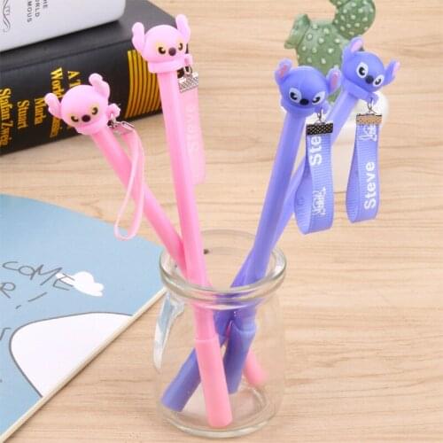 Cute blue pink big-eared dog gel pen Cartoon creative pendant gel pen Super cute cartoon pen