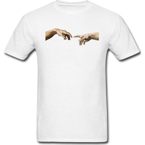Minimalist T-shirt Men Women Couple T Shirts Michelangelo Creation Of Adam Sistine Chapel Custom Print Tops Tees Cotton Fabric