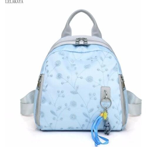 Fashion Cartoon Lace Flower Embroidery School Bag Anime Printed Oxford Zipper Student Shoulder Bags Women Creative Mini Backpack