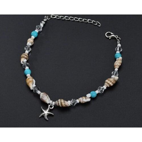 ZV1Pcs Fashion Handmade Conch Anklets For Women Girls Leg Bracelet Adjustable Link Jewelry Beaded Foot Rope Party Friend Gift