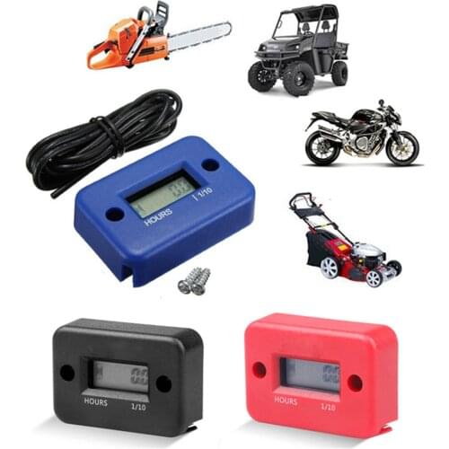 Motorcycle Hour Meter Waterproof Inductive Hour Meter LCD Display Digital for UTV ATV Electric saw Engine Not Tachometers Model