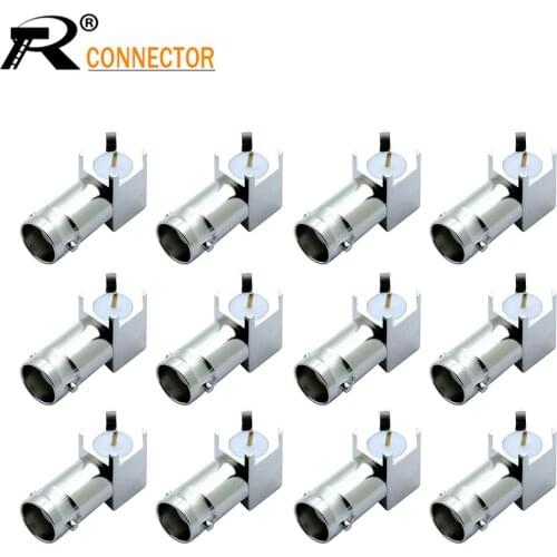 Nickel Plated bnc female jack nut bulkhead right angle solder pcb mount 12/50/100pcs Connector Adapter