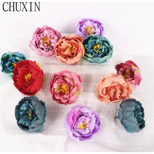 New Artificial rose peony flower head DIY wedding dress headdress fake flower seaside holiday hat decor Valentines day gift