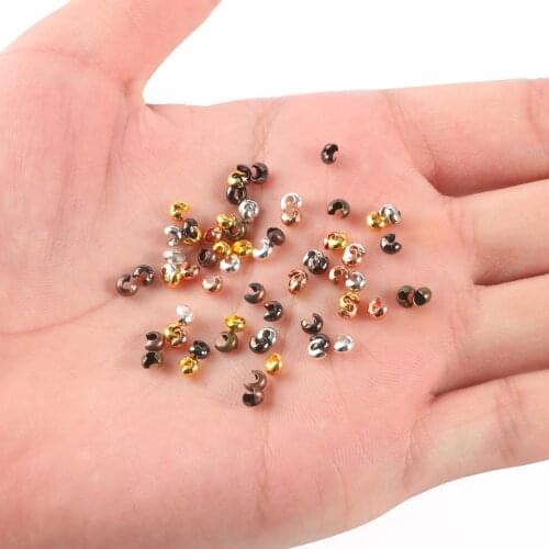 100pcs 3 4 5 mm Copper Round Covers Crimp End Beads Dia Stopper Spacer Beads For DIY Jewelry Making Findings Supplies Wholesale