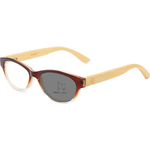 Amboo Cat Eye Women Photochromic Progressive Reading Glasses Magnifier Men Sun Automatic Discoloration Look Near Far Sunglasses