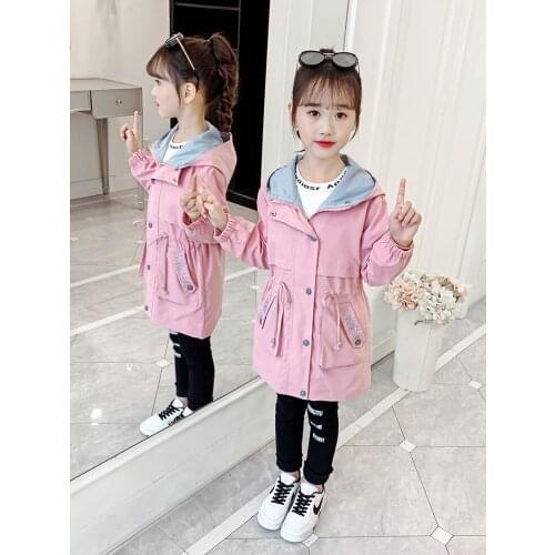 Autumn 2021 Cute Jackets For Kids Cardigan For Girls With Zipper Windbreaker Fashion Outerwear ChildrenS Hooded Coat Parka 3-13