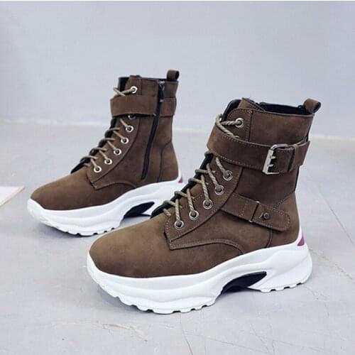 Plus size warm plush winter fashion womens shoes womens lace-up zipper buckle thick-soled womens shoes