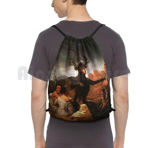 The Of Witches-Goya Backpack Drawstring Bag Riding Climbing Gym Bag The Of Witches Goya Goya Witch Evil Old Painting Vintage