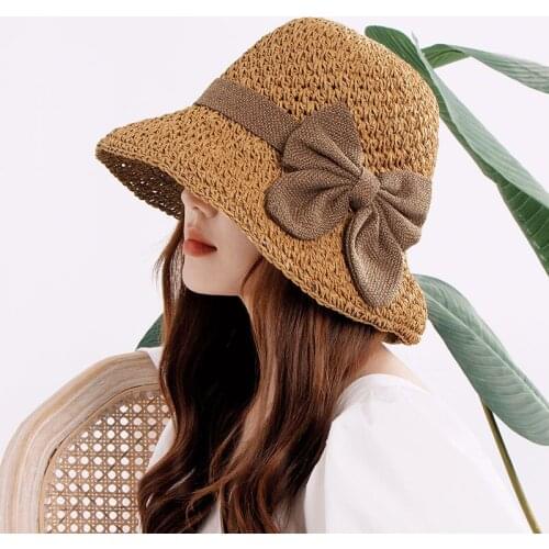 Raffia Womens cap Beach hat womens summer panama straw bags summer 2020straw or wicker cap Bucket hat sun hats bow sun visor
