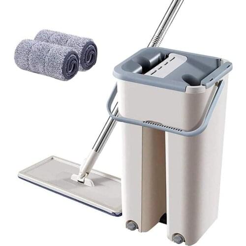 Agic Cleaning Mops Free Hand Spin Cleaning Microfiber Mop With Bucket Flat Squeeze Spray Mop Home Kitchen Floor Clean Tools