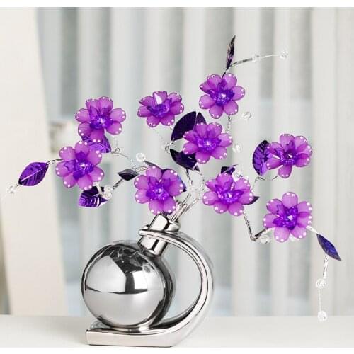 Modern Colorful Crystal Flower Vase Ornaments European Home Decorations Accessories Creative Figurines & Miniatures Wedding Gift