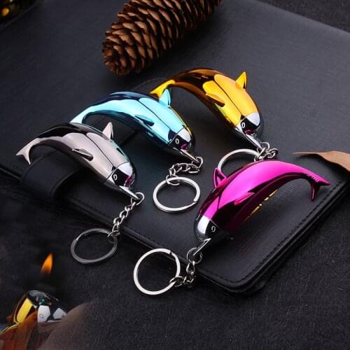 Creative Personality Cute Little Dolphin Hanging Buckle Lighter Mini Butane Lighter Nice gift For Women