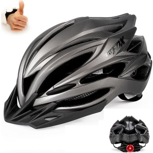 Batfox New Mtb Bicycle Helmet High Quality Adult Male Female Integrally-Molded With Visor Taillight Scooter Bike Cycling Helmets